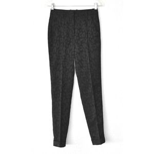 A8 Auth THE KOOPLES Black Animal Print Pattern Pintuck Slash Pockets Pants Sz 32